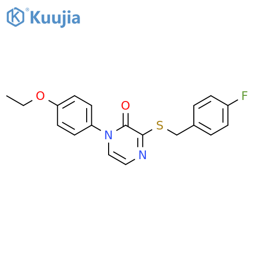 1-(4-ethoxyphenyl)-3-{(4-fluorophenyl)methylsulfanyl}-1,2-dihydropyrazin-2-one structure