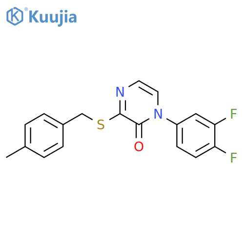 1-(3,4-difluorophenyl)-3-{(4-methylphenyl)methylsulfanyl}-1,2-dihydropyrazin-2-one structure