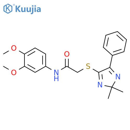N-(3,4-dimethoxyphenyl)-2-(2,2-dimethyl-5-phenyl-2H-imidazol-4-yl)sulfanylacetamide structure