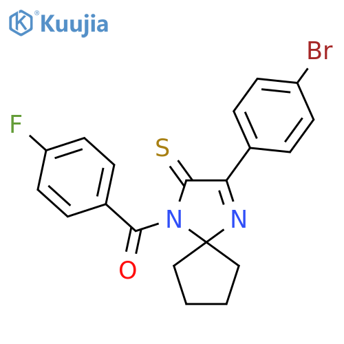 3-(4-bromophenyl)-1-(4-fluorobenzoyl)-1,4-diazaspiro4.4non-3-ene-2-thione structure