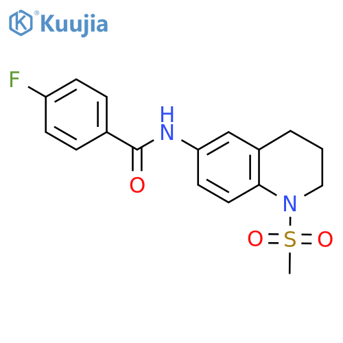 4-fluoro-N-(1-methanesulfonyl-1,2,3,4-tetrahydroquinolin-6-yl)benzamide structure
