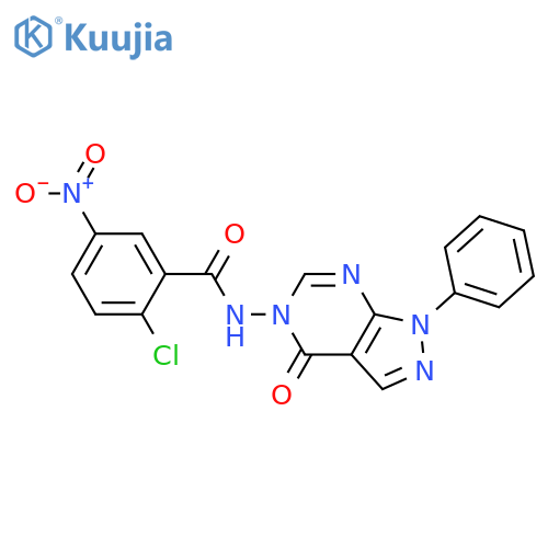 2-chloro-5-nitro-N-{4-oxo-1-phenyl-1H,4H,5H-pyrazolo3,4-dpyrimidin-5-yl}benzamide structure