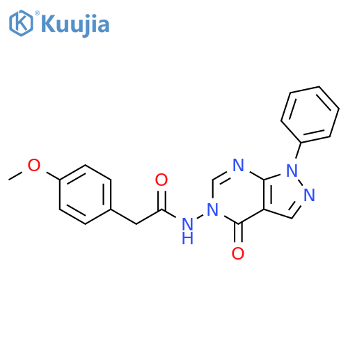 2-(4-methoxyphenyl)-N-{4-oxo-1-phenyl-1H,4H,5H-pyrazolo3,4-dpyrimidin-5-yl}acetamide structure