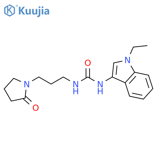 3-(1-ethyl-1H-indol-3-yl)-1-3-(2-oxopyrrolidin-1-yl)propylurea structure