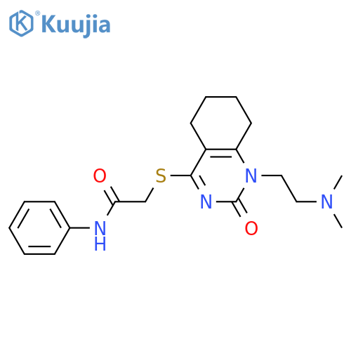 2-({1-2-(dimethylamino)ethyl-2-oxo-1,2,5,6,7,8-hexahydroquinazolin-4-yl}sulfanyl)-N-phenylacetamide structure