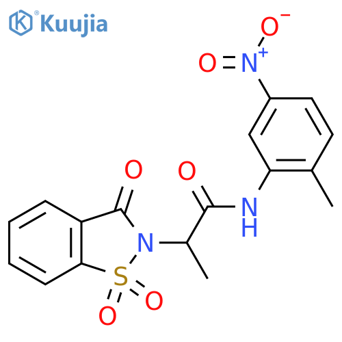 N-(2-methyl-5-nitrophenyl)-2-(1,1,3-trioxo-2,3-dihydro-1lambda6,2-benzothiazol-2-yl)propanamide structure
