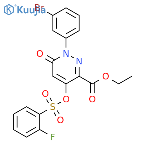 ethyl 1-(3-bromophenyl)-4-(2-fluorobenzenesulfonyl)oxy-6-oxo-1,6-dihydropyridazine-3-carboxylate structure