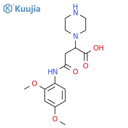 3-(2,4-dimethoxyphenyl)carbamoyl-2-(piperazin-1-yl)propanoic acid structure