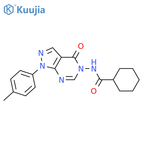 N-1-(4-methylphenyl)-4-oxo-1H,4H,5H-pyrazolo3,4-dpyrimidin-5-ylcyclohexanecarboxamide structure