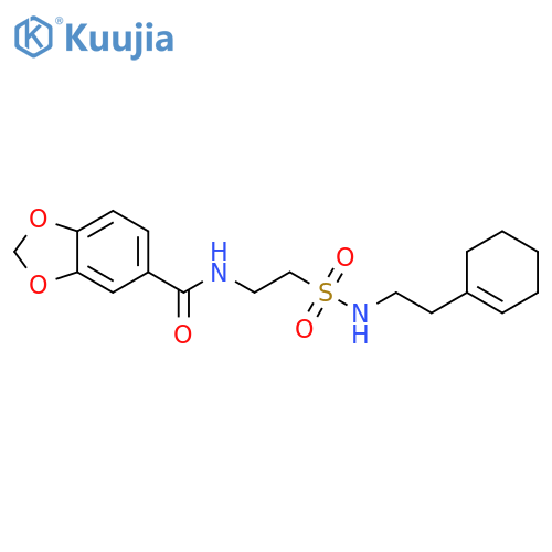 N-(2-{2-(cyclohex-1-en-1-yl)ethylsulfamoyl}ethyl)-2H-1,3-benzodioxole-5-carboxamide structure