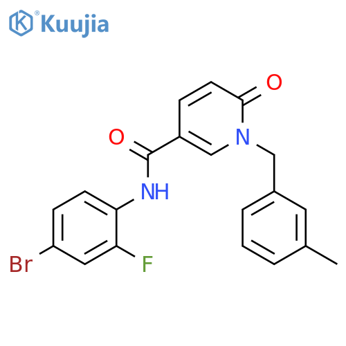 N-(4-bromo-2-fluorophenyl)-1-(3-methylphenyl)methyl-6-oxo-1,6-dihydropyridine-3-carboxamide structure