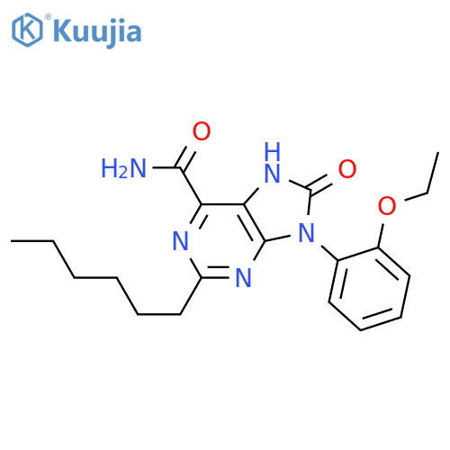 9-(2-ethoxyphenyl)-2-hexyl-8-oxo-8,9-dihydro-7H-purine-6-carboxamide structure