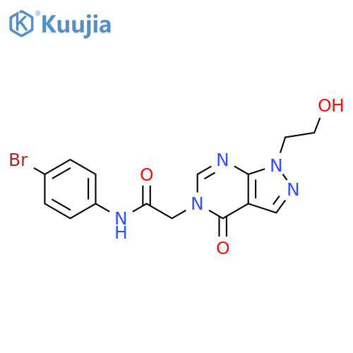 N-(4-bromophenyl)-2-1-(2-hydroxyethyl)-4-oxo-1H,4H,5H-pyrazolo3,4-dpyrimidin-5-ylacetamide structure