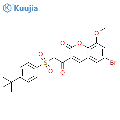 6-bromo-3-2-(4-tert-butylbenzenesulfonyl)acetyl-8-methoxy-2H-chromen-2-one structure