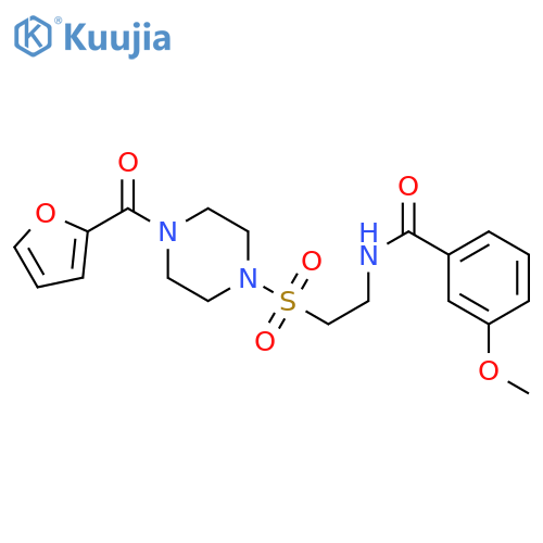 N-(2-{4-(furan-2-carbonyl)piperazin-1-ylsulfonyl}ethyl)-3-methoxybenzamide structure