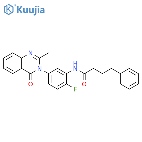 N-2-fluoro-5-(2-methyl-4-oxo-3,4-dihydroquinazolin-3-yl)phenyl-4-phenylbutanamide structure