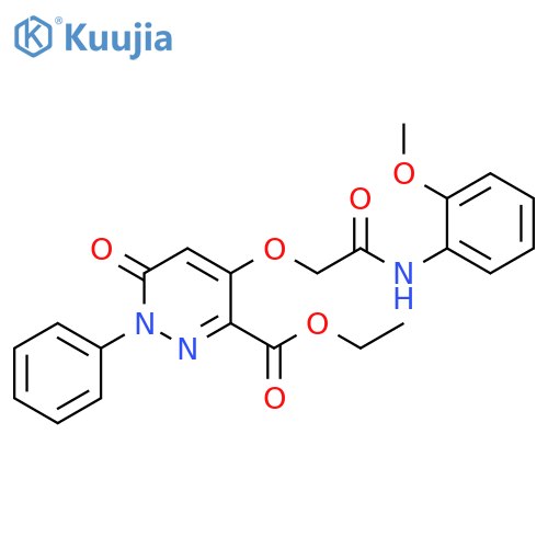 ethyl 4-{(2-methoxyphenyl)carbamoylmethoxy}-6-oxo-1-phenyl-1,6-dihydropyridazine-3-carboxylate structure