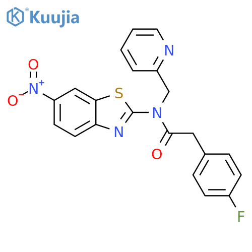 2-(4-fluorophenyl)-N-(6-nitro-1,3-benzothiazol-2-yl)-N-(pyridin-2-yl)methylacetamide structure