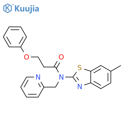 N-(6-methyl-1,3-benzothiazol-2-yl)-3-phenoxy-N-(pyridin-2-yl)methylpropanamide structure