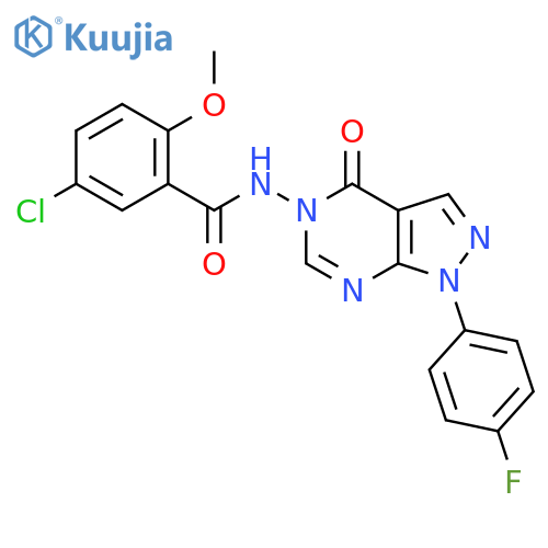 5-chloro-N-1-(4-fluorophenyl)-4-oxo-1H,4H,5H-pyrazolo3,4-dpyrimidin-5-yl-2-methoxybenzamide structure