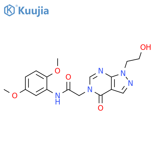 N-(2,5-dimethoxyphenyl)-2-1-(2-hydroxyethyl)-4-oxo-1H,4H,5H-pyrazolo3,4-dpyrimidin-5-ylacetamide structure