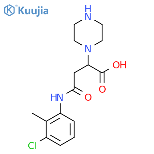 3-(3-chloro-2-methylphenyl)carbamoyl-2-(piperazin-1-yl)propanoic acid structure