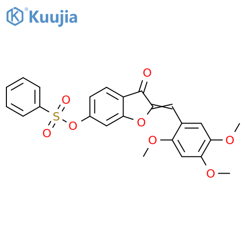 (2Z)-3-oxo-2-(2,4,5-trimethoxyphenyl)methylidene-2,3-dihydro-1-benzofuran-6-yl benzenesulfonate structure