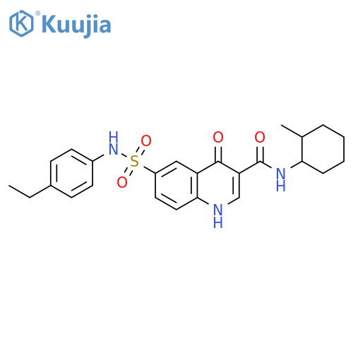 3-Quinolinecarboxamide, 6-[[(4-ethylphenyl)amino]sulfonyl]-1,4-dihydro-N-(2-methylcyclohexyl)-4-oxo- structure