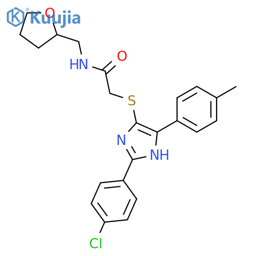 2-{2-(4-chlorophenyl)-5-(4-methylphenyl)-1H-imidazol-4-ylsulfanyl}-N-(oxolan-2-yl)methylacetamide structure