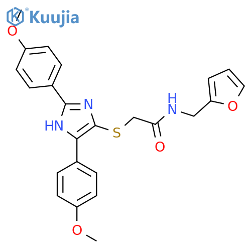 2-{2,5-bis(4-methoxyphenyl)-1H-imidazol-4-ylsulfanyl}-N-(furan-2-yl)methylacetamide structure