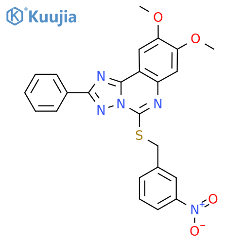 8,9-dimethoxy-5-{(3-nitrophenyl)methylsulfanyl}-2-phenyl-1,2,4triazolo1,5-cquinazoline structure