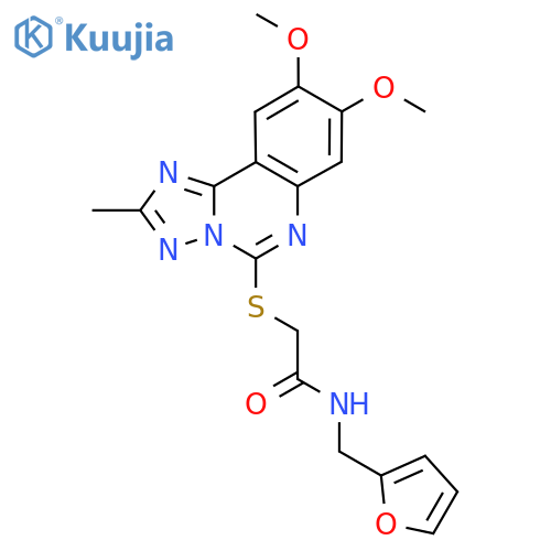 2-({8,9-dimethoxy-2-methyl-1,2,4triazolo1,5-cquinazolin-5-yl}sulfanyl)-N-(furan-2-yl)methylacetamide structure