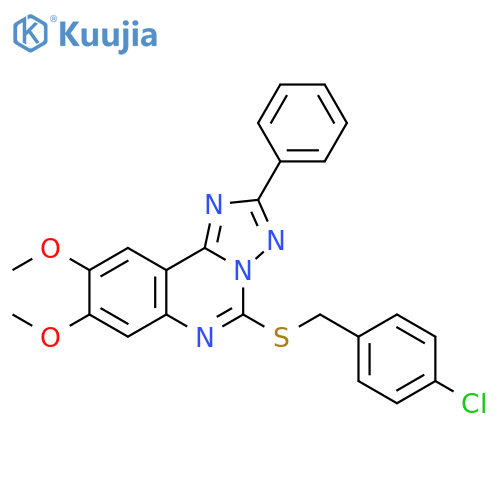 5-{(4-chlorophenyl)methylsulfanyl}-8,9-dimethoxy-2-phenyl-1,2,4triazolo1,5-cquinazoline structure