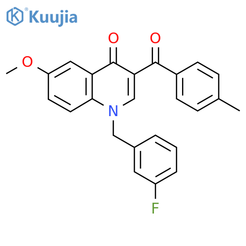 1-(3-fluorophenyl)methyl-6-methoxy-3-(4-methylbenzoyl)-1,4-dihydroquinolin-4-one structure