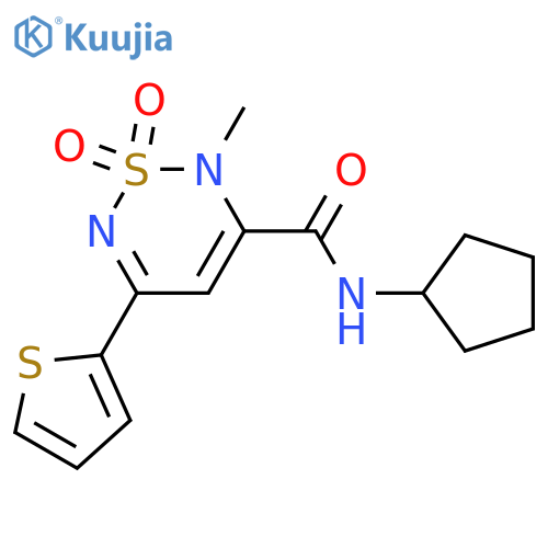 <br>N-cyclopentyl-2-methyl-5-thien-2-yl-2H-1,2,6-thiadiazine-3-carboxamide 1,1- dioxide structure