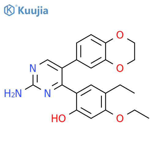2-2-amino-5-(2,3-dihydro-1,4-benzodioxin-6-yl)pyrimidin-4-yl-5-ethoxy-4-ethylphenol structure