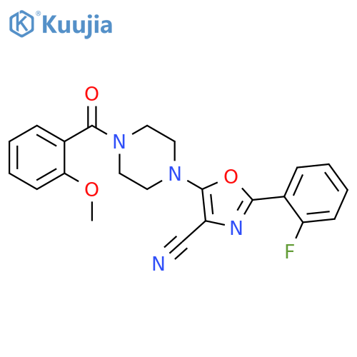 2-(2-fluorophenyl)-5-4-(2-methoxybenzoyl)piperazin-1-yl-1,3-oxazole-4-carbonitrile structure