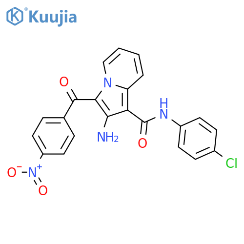 2-amino-N-(4-chlorophenyl)-3-(4-nitrobenzoyl)indolizine-1-carboxamide structure