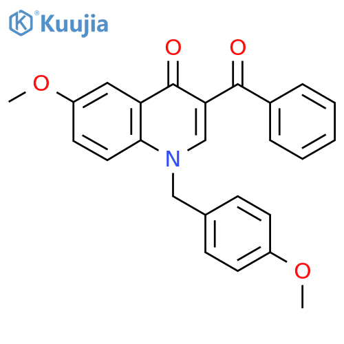 3-benzoyl-6-methoxy-1-(4-methoxyphenyl)methyl-1,4-dihydroquinolin-4-one structure