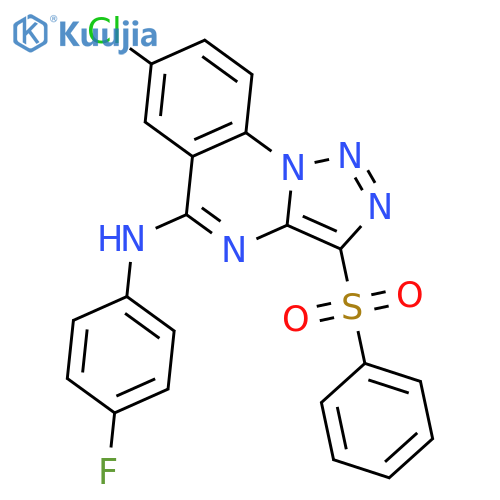 3-(benzenesulfonyl)-7-chloro-N-(4-fluorophenyl)-1,2,3triazolo1,5-aquinazolin-5-amine structure