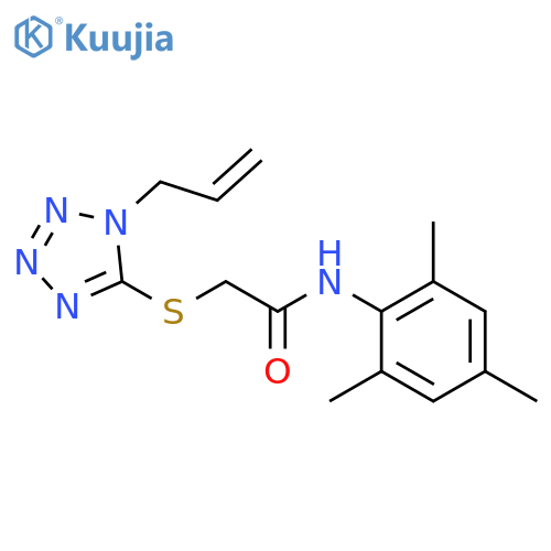 2-{1-(prop-2-en-1-yl)-1H-1,2,3,4-tetrazol-5-ylsulfanyl}-N-(2,4,6-trimethylphenyl)acetamide structure