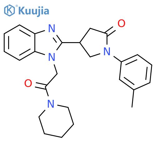 1-(3-methylphenyl)-4-{1-2-oxo-2-(piperidin-1-yl)ethyl-1H-1,3-benzodiazol-2-yl}pyrrolidin-2-one structure