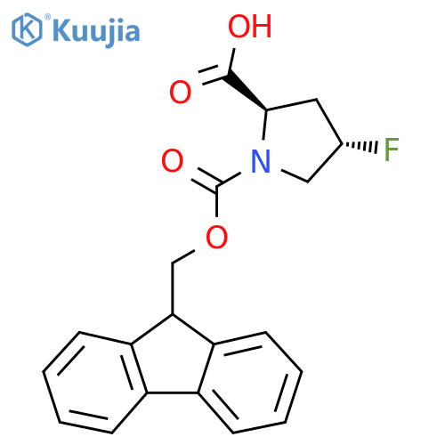 (2R,4S)-1-(((9H-Fluoren-9-yl)methoxy)carbonyl)-4-fluoropyrrolidine-2-carboxylic acid structure