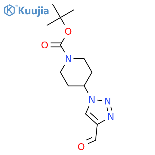 1-Piperidinecarboxylic acid, 4-(4-formyl-1H-1,2,3-triazol-1-yl)-, 1,1-dimethylethyl ester structure