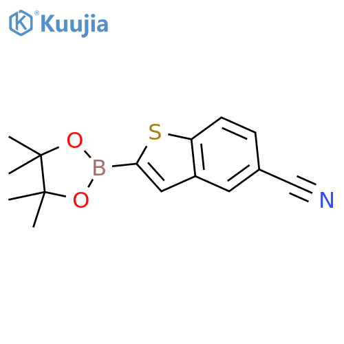 2-(4,4,5,5-Tetramethyl-1,3,2-dioxaborolan-2-yl)benzo[b]thiophene-5-carbonitrile structure