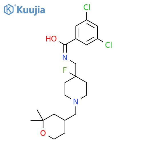 3,5-Dichloro-N-[[1-[(2,2-dimethyloxan-4-yl)methyl]-4-fluoropiperidin-4-yl]methyl]benzamide structure