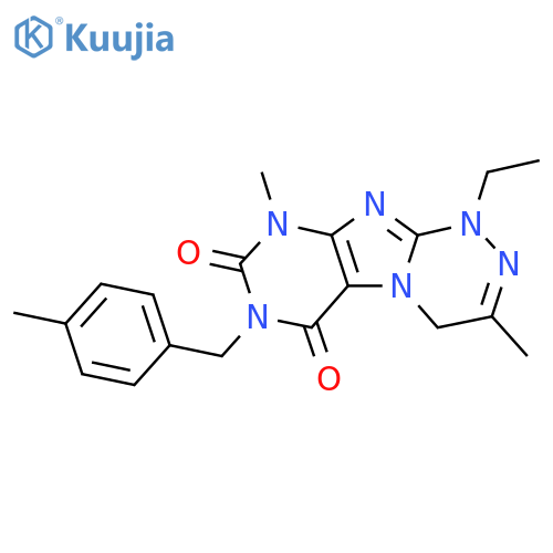 1-ethyl-3,9-dimethyl-7-(4-methylphenyl)methyl-1H,4H,6H,7H,8H,9H-1,2,4triazino4,3-gpurine-6,8-dione structure