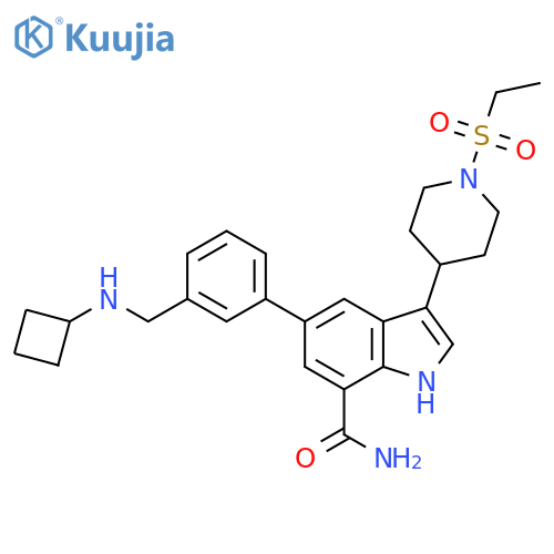 1H-Indole-7-carboxamide, 5-[3-[(cyclobutylamino)methyl]phenyl]-3-[1-(ethylsulfonyl)-4-piperidinyl]- structure