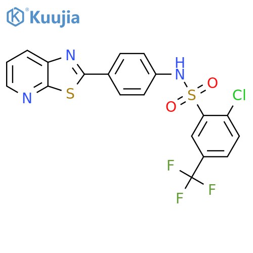 2-chloro-N-(4-{1,3thiazolo5,4-bpyridin-2-yl}phenyl)-5-(trifluoromethyl)benzene-1-sulfonamide structure