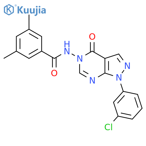 N-1-(3-chlorophenyl)-4-oxo-1H,4H,5H-pyrazolo3,4-dpyrimidin-5-yl-3,5-dimethylbenzamide structure